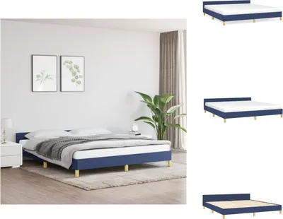 Produktbild von vidaXL Bettgestell mit Kopfteil Blau 180x200 cm Stoff -  Betten & Bettgestelle
