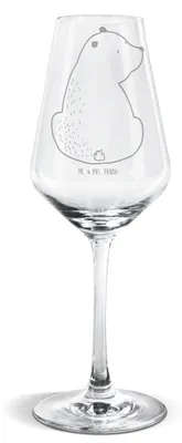 Produktbild von Mr. & Mrs. Panda Weinglas Bär Schulterblick - Transparent - Geschenk, Teddy, Weißwein Glas, Selbstachtung, Für, wein, Bärenliebe, Motivation, Weisheit, Weißweinkelch