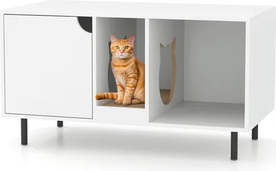 Produktbild von GOPLUS Katzenschrank für Katzentoilette, Katzenklo Schrank mit Abnehmbarer Kratzbrett, Eingang, Katzenhaus Beistelltisch für 2 Katzen, Eingang in Katzenkopfform, Tragkraft 120 kg