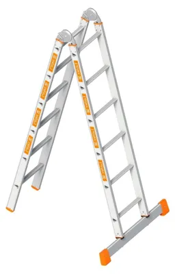 Produktbild von Layher Klappleiter 2 x 6 Sprossen / 180 cm - 359 cm Länge Leiter Bauleiter Stehleiter Anlegeleiter Sprossenleiter