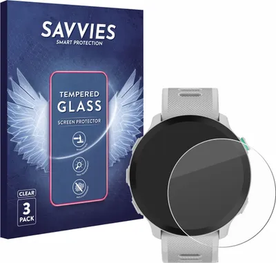 Produktbild von 3x Savvies Schutzglas für Garmin Forerunner 55 Displayschutz 9H Glas klar transparent