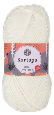 100g Strickwolle Kartopu NO:1 Polyacryl-Strickgarn Anti Pilling Effekt Oeko-Tex zertifiziert Wolle Farbwahl perlweiß
