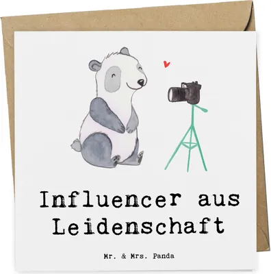 Produktbild von Mr. & Mrs. Panda Grußkarte Influencer Leidenschaft - Weiß - Geschenk, faltkarte, Klappkarte, Glückwunschkarte, anlasskarte, doppelkarte