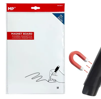 Obrázok produktu pre Fólia na bielu tabuľu MP, 20 x 30 cm, magnetická samolepiaca fólia na bielu tabuľu, nálepky na bielu tabuľu na vlastnú tvorbu, nástenná fólia na hladké povrchy do školy, kancelárie a domácnosti