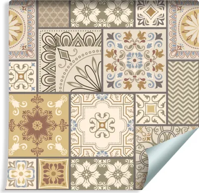Zdjęcie produktu dla Tapeta Ozdoba Ścienna z efektem 3D Abstrakcyjna Mozaika PATCHWORK Modny Wzór do Sypialni