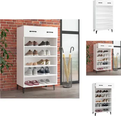 Obrázek produktu pro vidaXL Botník bílý 60x35x105 cm materiál na bázi dřeva - Botníky a skříně