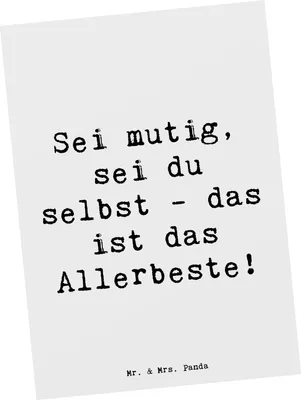Produktbild von Mr. & Mrs. Panda Postkarte Spruch Mutig zu sich selbst stehen - Weiß - Geschenk, Postkarten, Ansichtskarte, bildkarte, Mutmacher, Ermutigung, Zuversicht, Selbstliebe