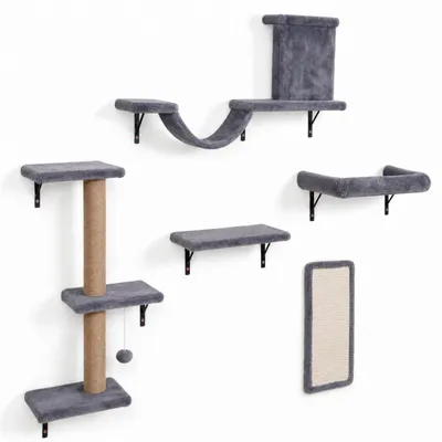 Produktbild von KOMFOTTEU 5 in 1 Katzen Kletterwand, Katzenwandmöbel Set