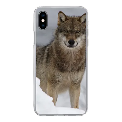 Produktbild von MuchoWow® Handyhülle Schutzhülle Hülle für iPhone Xs Wolf - Schnee - Tiere Silikon Softcase Handy Hülle - Handytasche