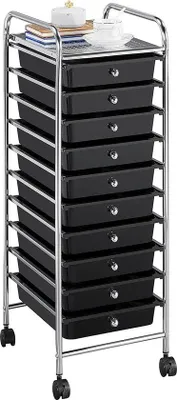 Produktbild von Badewannenrek mit 10 stapelbaren Ladeeinheiten und Metallrahmen, 32 × 36,5 × 90,5 cm, schwarz