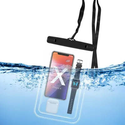 Immagine prodotto di INF Grande custodia per telefono impermeabile IPX8 confezione da 2 Nero
