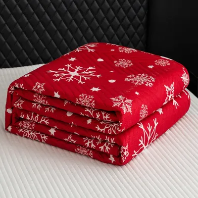Produktbild von FEBE Tagesdecke Weihnachts Schneeflocken Bettüberwurf 170x200 cm Überwurfdecke Sofadecke Sofaüberwurf Flauschig Mikrofaser Zimmer Deko