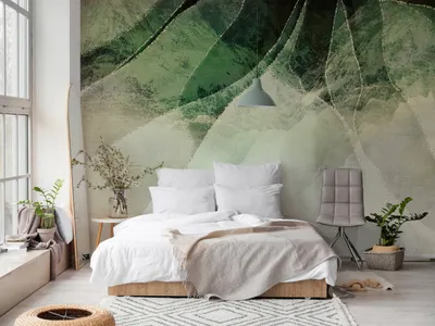 Immagine prodotto di Carta da parati fotografica in tessuto non tessuto astratta 400x280 cm carta da parati murale XXL effetto marmo 3D verde come se fosse dipinta a-A-10216-a-a
