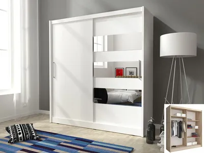 Immagine prodotto di Armadio ad ante scorrevoli Camera da letto specchio bianco 180 cm