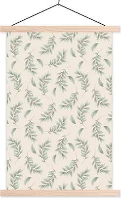 Produktbild von MuchoWow® Textilposter Blumen - Pflanzen - Pastell 60x90 cm mit holzfarbenen Rahmen - Textil