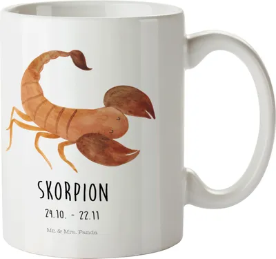 Produktbild von Mr. & Mrs. Panda Mehrwegbecher Sternzeichen Skorpion Classic - Weiß - Geschenk, November, Kindertasse, Geburtstag Oktober, Outdoor Tasse, Skorpione, Pott, Trinklernbecher