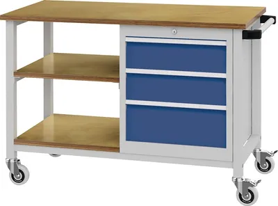 Produktbild von Werkbank B1200xT540xH880mm Buche Multiplex lichtgrau/signalblau 3 Schubl.