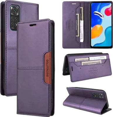 Produktbild von Handyhülle für Xiaomi Redmi Note 11s/Note 11 4G/Note 12s Hülle, Leder Flip Wallet Kartenfach Stand Schutzhülle Lila