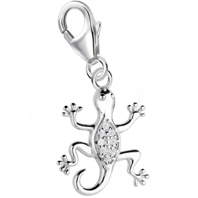 Echsen Charm Anhänger mit Zirkonia für Tierfreunde - Echtschmuck

