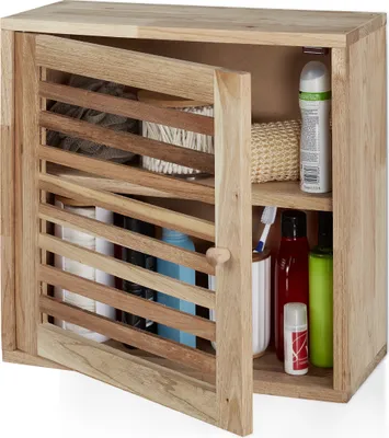Produktbild von Relaxdays Wandschrank, Walnuss, 2 Fächer, Magnetverschluss, Hängeschrank Badezimmer, Küche, HBT: 42 x 42 x 18 cm, natur