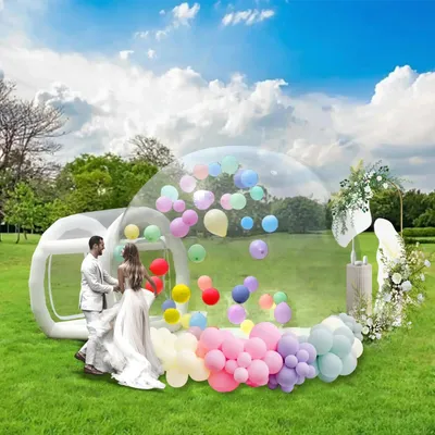 Immagine prodotto di Tenda a cupola gonfiabile - Bubble House - Diametro 2,5 m - PVC - con pompa d'aria - per bambini, campeggio, matrimoni e feste - uso interno/esterno