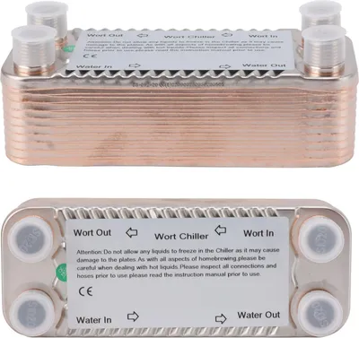 Obrázek produktu pro 20 Plates Homebrew Wort Chiller Countercurrent NPT1/2 Easy To Operate Stainless Steel Heat Exchanger for Beer Wort