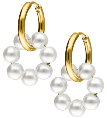 Produktbild von Wildcat Ohrringe - Little Synthetic Pearl Circle Hoops - Gold - Chirurgenstahl 316L - wasserfest, langlebig, hautverträglich, Gold