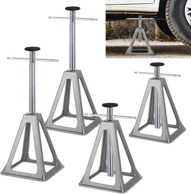 Image de JOIEYOU 4 pièces tréteaux en aluminium 280-435 mm Réglable en hauteur Béquilles 1T Tréteaux voiture pour caravane remorque caravane