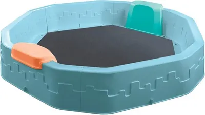 Produktbild von Sandkasten Sandbox Sandkiste 150x150x25 cm mit Bodenplane u. Abdeckung zwei Sitzen modular Kindersandkasten Sandspielzeug Kunststoff blau