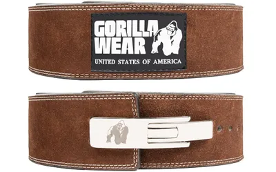 Image de Gorilla Wear Ceinture d'haltérophilie en cuir 4 pouces - Marron - S/M