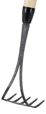 Image de Râteaux de jardin forgés, avec 5 dents et manche en bois
