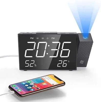 Obrázok produktu pre Digitálne budíky s FM rádiom, zobrazením teploty, funkciou projekcie a nočným režimom
