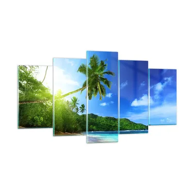 Produktbild von Bilder auf glas - Baum Dschungel Welle Landschaft - 160x85cm - Glasbilder - Wandbilder - Kunstdruck - zum Aufhängen bereit - Wanddekoration aus Glas - Glas Bilder - Wandbild auf Glas - GEA160x85-3169