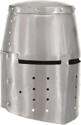 Imagen del producto de Casco de caballero medieval antiguo réplica LARP acero plateado