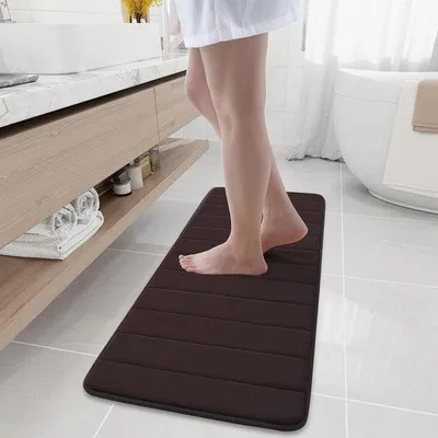 Obrázok produktu pre Hnedá protiskluzová kúpeľňová rohož 43 x 120 cm, prateľná