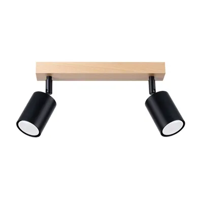 Zdjęcie produktu dla Reflektor spot VERDO czarna-drewno 2xGU10x10W metal wym:17,5x30x46cm IP20 Sollux Lighting