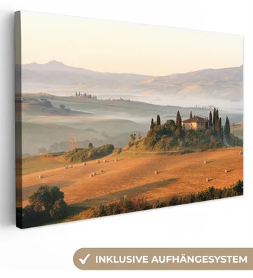 Produktbild von MuchoWow® - Leinwandbilder - Toskana - Landschaft - Italien, Wandbild, Wanddeko Bilder Wohnzimmer, 90x60cm