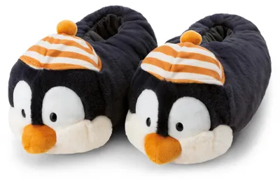 Produktbild von Hausschuhe Pinguin Peppi 36-39 (M) - schwarz - Warme Kuscheltier Hausschuhe aus