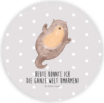Produktbild von Mr. & Mrs. Panda magnet Otter Umarmen - Grau Pastell - Geschenk, rundmagnet, Memohalter, whiteboardmagnet, für kühlschrank, Seeotter See, Kühlschrankmagnet, Hallo