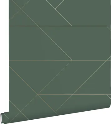 Obrázek produktu pro ESTAhome tapeta grafické linie tmavě zelená a zlatá 53 cm x 10,05 m