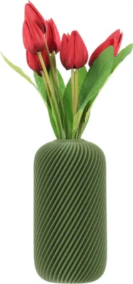 Image de Vase fleurs artificielles 3D vert haut 20 cm plastique décoratif