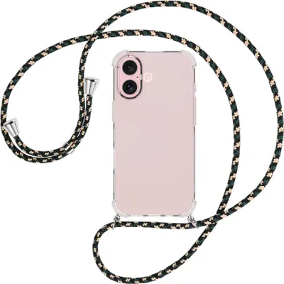 Produktbild von Handykette Backcover-Schutzhülle mit Band (Metall silberfarben) für iPhone 16 - camouflage
