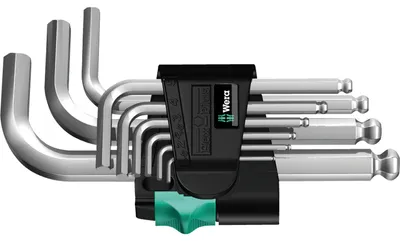 Obrázok produktu pre Sada uhlových skrutkovačov v ručnom držiaku, 9-dielna, 1,5–10 mm, krátka guľová hlavica, Wera | 4013288112255