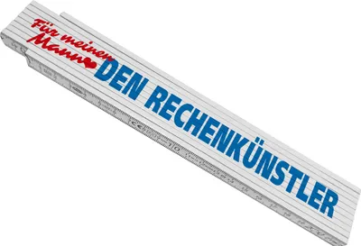 Produktbild von Meterstab aus Holz Für meinen Mann den Rechenkünstler mit 2 Einkaufswagenchips