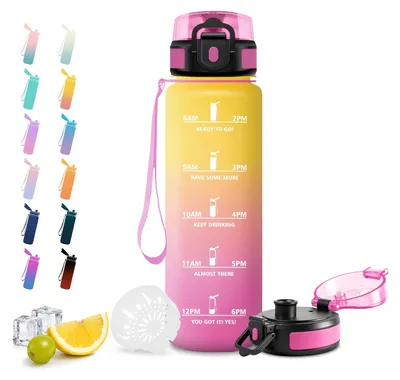 Imagen del producto de Botella de agua de 1 litro JAPORIA, a prueba de fugas, sin BPA, botella deportiva para