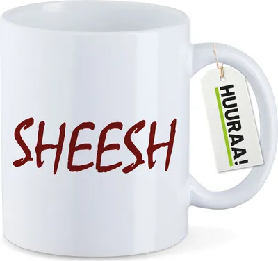 Produktbild von Huuraa Kaffeetasse Sheesh Jugendwort 330ml Weiß Keramik Kaffeebecher Geschenkidee