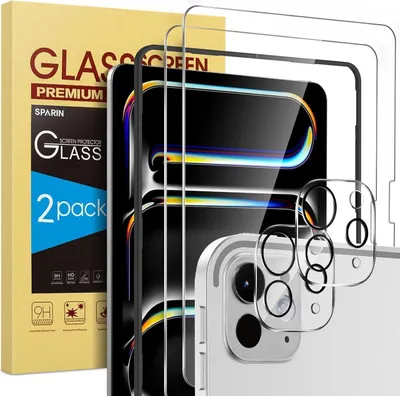 Produktbild von Panzer Schutzglas iPad Pro 13 Zoll M4 (2024) - 2 Stück Schutzfolie & Kameraschutz, HD-Klar, 9H Härte