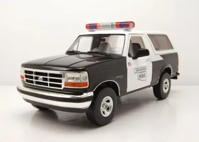 Produktbild von Greenlight Collectibles 19114 Ford Bronco Oklahoma Highway Patrol 1996 schwarz weiß 1:18