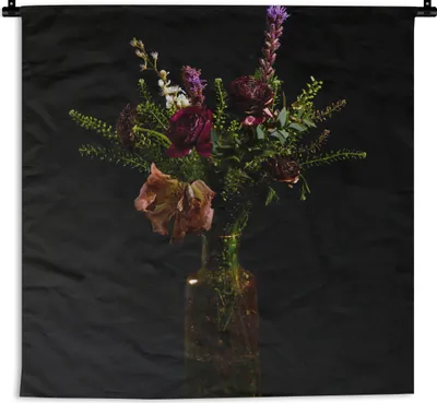 Produktbild von MuchoWow® Wandteppich Wandbehang Blumen - Farben - Stilleben 90x90 cm Tapisserie Dekoration Wandtuch - Wandaufhänger