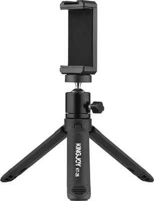 Produktbild von KINGJOY KT-26 Mini-Desktop-Stativ, drehbarer Kugelkopf mit ausziehbarem Kaltschuh-Telefonclip, 1/4-Zoll-Schraube fuer Smartphone-Kamera, Selfie-Videoaufzeichnung, Live-Stream